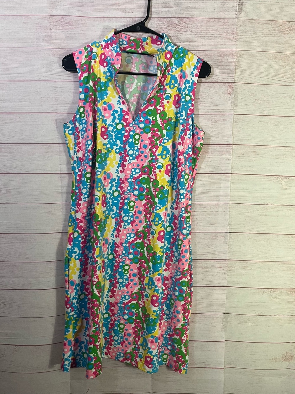 Katherine Way Campeche‎ Vibrant Color Sleeveless Pocket Dress Large